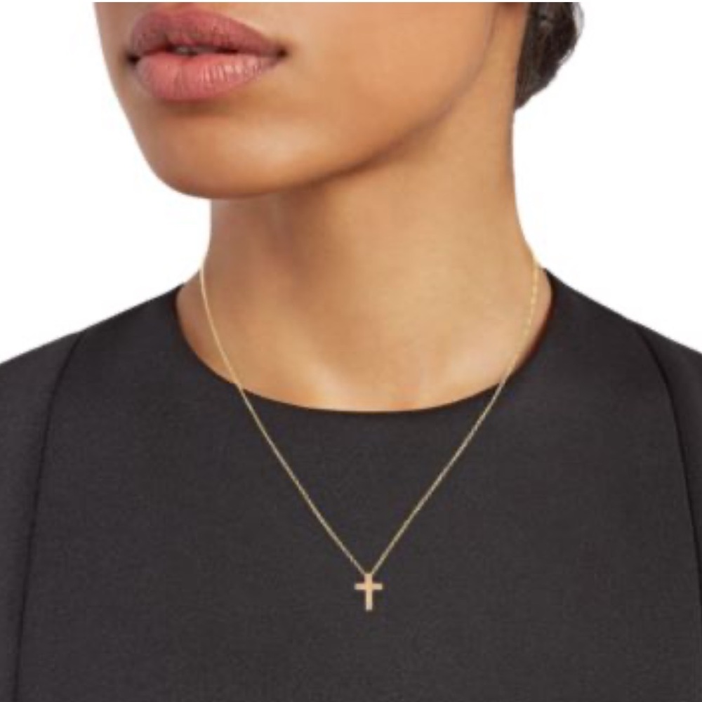NWT EFFY 0.09 TCW Diamond 14K Goldplated Sterling Silver Cross Pendant Necklace